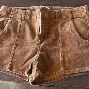 Forever 21 High Waist Corduroy Shorts in Brown